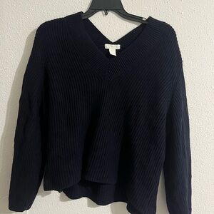 H&M black Ribbed V-Neck Sweater